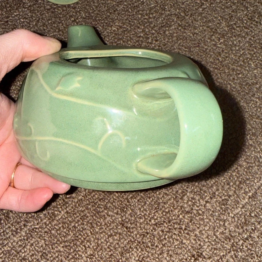 Pier 1 Green Ceramic Teapot